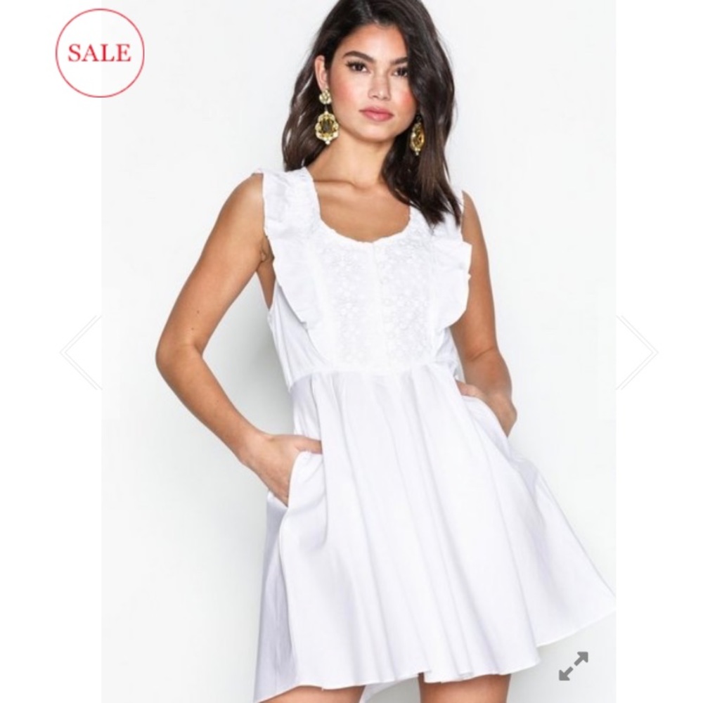 Free People White Half Moon Smocked Mini Dress - Picture 1 of 8